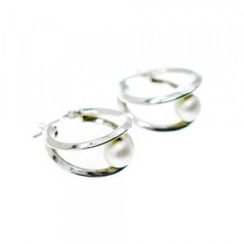 925 Sterling Silver Pearls Earrings Italy