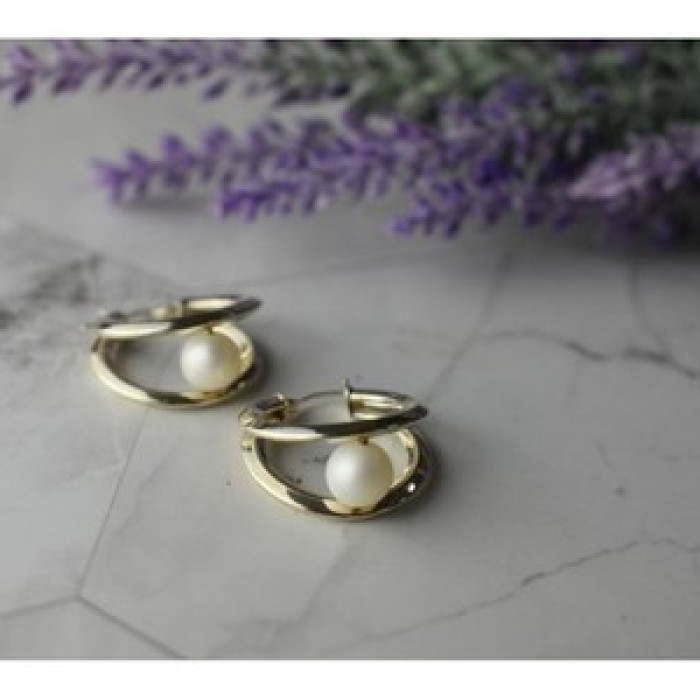 925 Sterling Silver Pearls Earrings Italy
