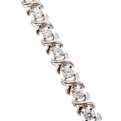 925 Sterling Silver CZ Bracelet Size 8.2 IN