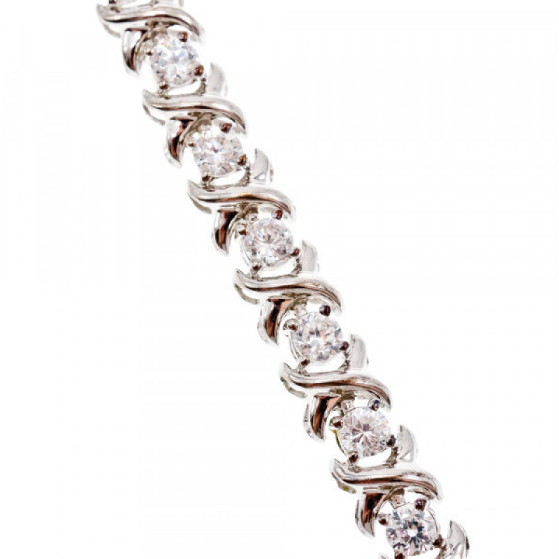 925 Sterling Silver CZ Bracelet Size 8.2 IN