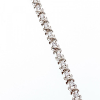925 Sterling Silver CZ Bracelet Size 8.2 IN