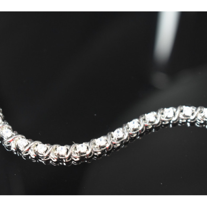 925 Sterling Silver CZ Bracelet Size 8.2 IN