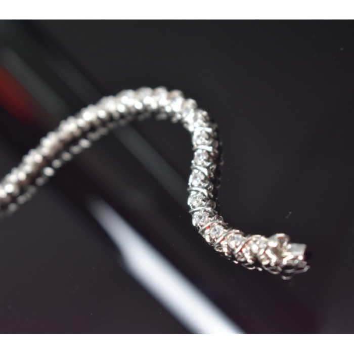925 Sterling Silver CZ Bracelet Size 8.2 IN