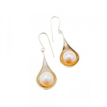 925 Sterling Silver Pearls Earrings Italy