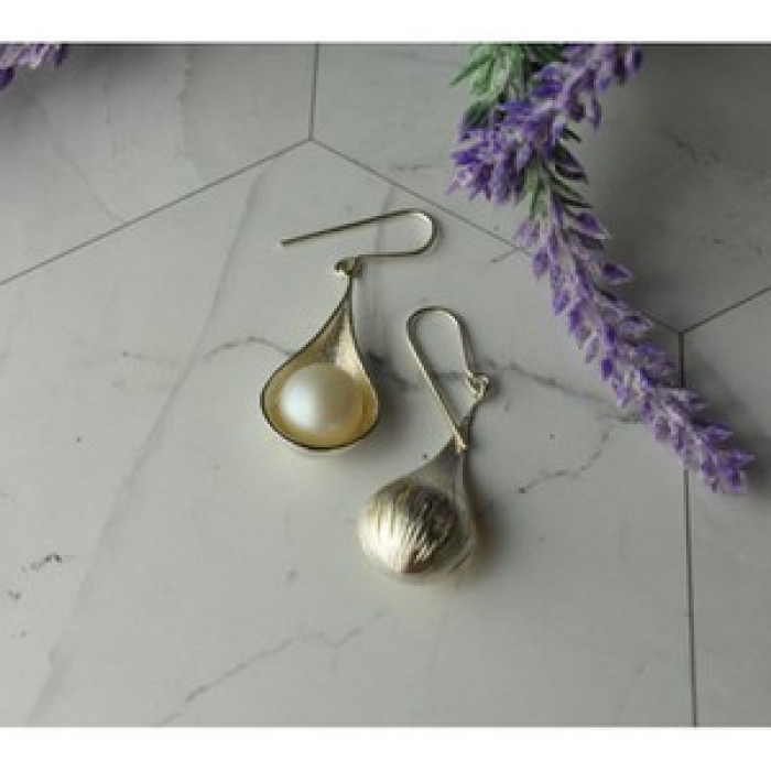 925 Sterling Silver Pearls Earrings Italy
