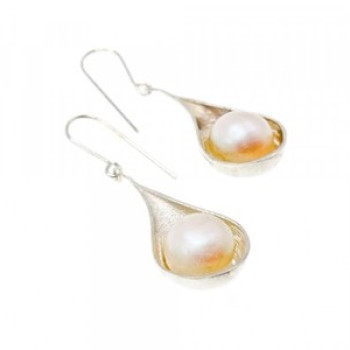 925 Sterling Silver Pearls Earrings Italy