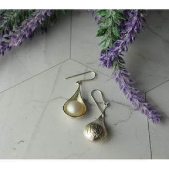 925 Sterling Silver Pearls Earrings Italy
