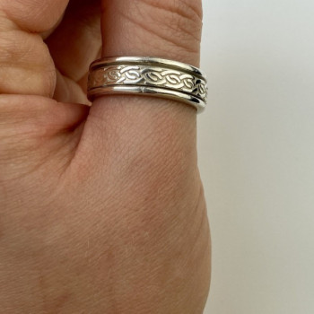 925 Sterling Silver Spinner Men'S Ring Size 12