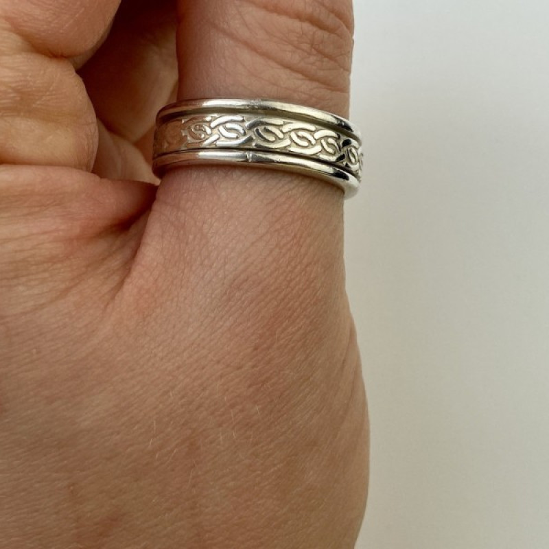 925 Sterling Silver Spinner Men'S Ring Size 12