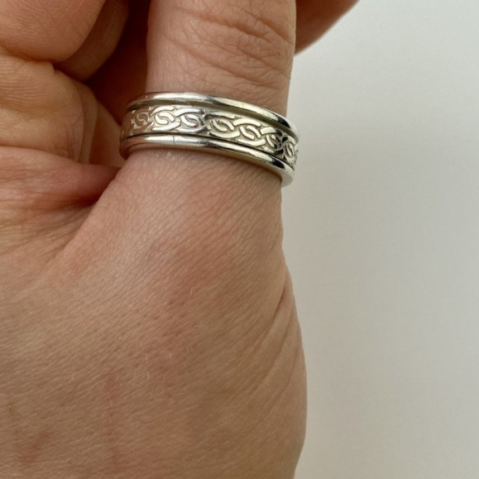 925 Sterling Silver Spinner Men'S Ring Size 12