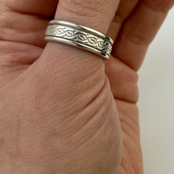 925 Sterling Silver Spinner Men'S Ring Size 12