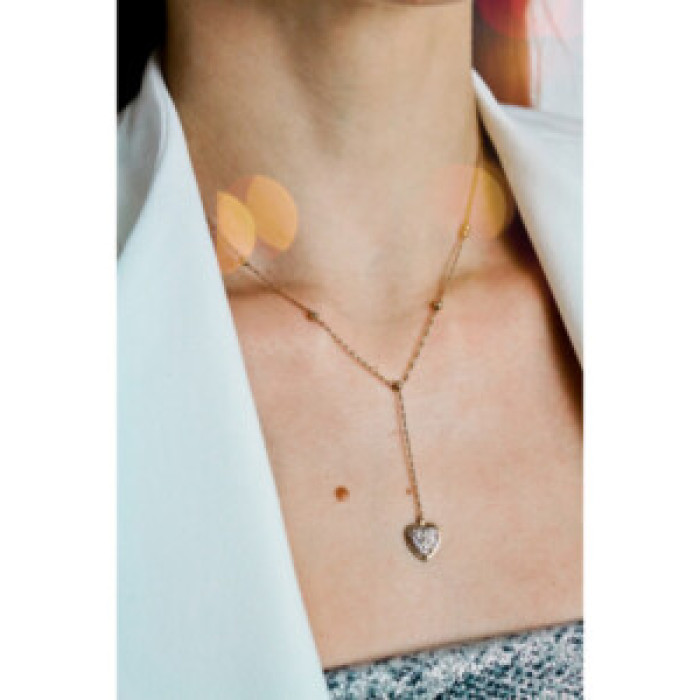 10K Yellow Gold Diamonds Heart Necklace