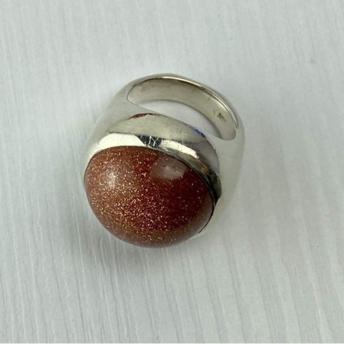 925 Sterling Silver Aventurine Ring Size 6.5