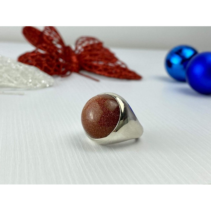 925 Sterling Silver Aventurine Ring Size 6.5