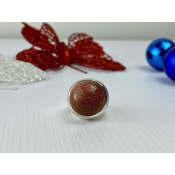 925 Sterling Silver Aventurine Ring Size 6.5