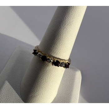 925 Sterling Silver & Tourmaline Gold Plated Ring Size 7.5