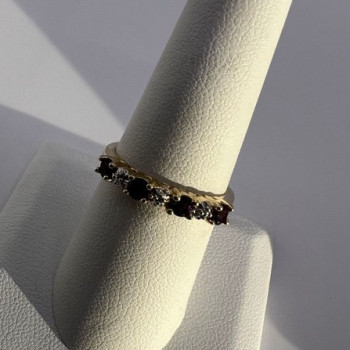 925 Sterling Silver Gold Plated Tourmaline Ring Size 7.5