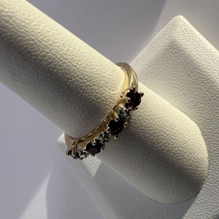 925 Sterling Silver Gold Plated Tourmaline Ring Size 7.5