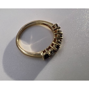 925 Sterling Silver & Tourmaline Gold Plated Ring Size 7.5