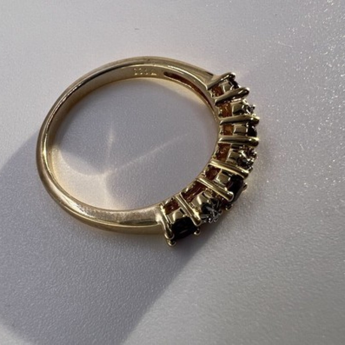 925 Sterling Silver Gold Plated Tourmaline Ring Size 7.5