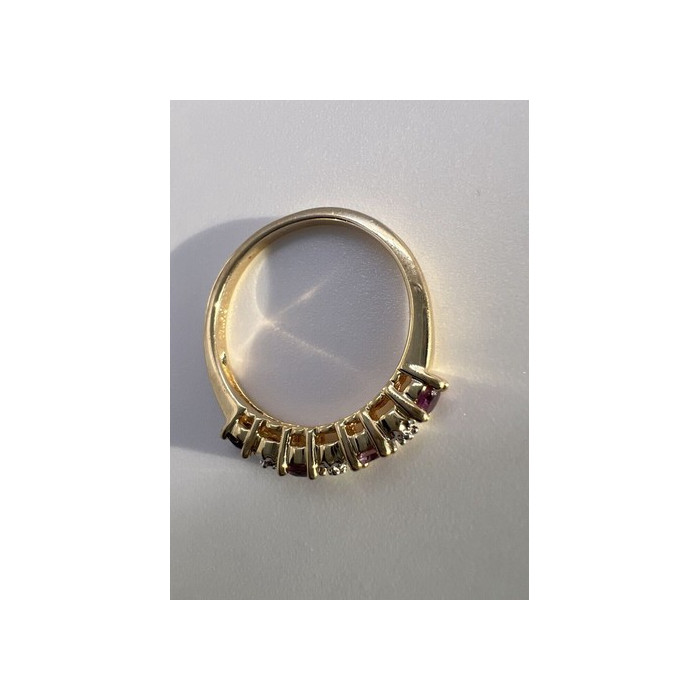 925 Sterling Silver & Tourmaline Gold Plated Ring Size 7.5