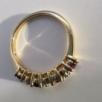 925 Sterling Silver Gold Plated Tourmaline Ring Size 7.5