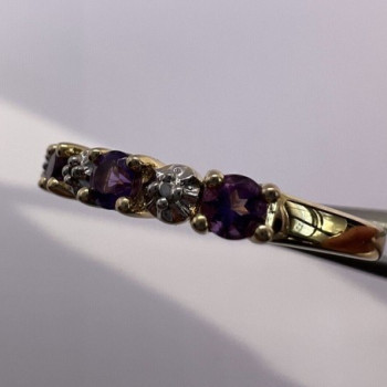 925 Sterling Silver Gold Plated Tourmaline Ring Size 7.5