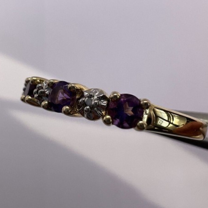 925 Sterling Silver Gold Plated Tourmaline Ring Size 7.5