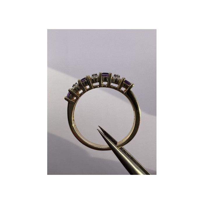 925 Sterling Silver & Tourmaline Gold Plated Ring Size 7.5