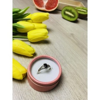 925 Sterling Silver Black Spinel Ring Size 7