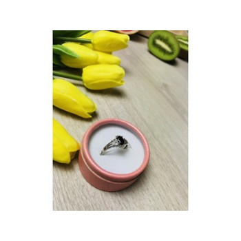 925 Sterling Silver Black Spinel Ring Size 7