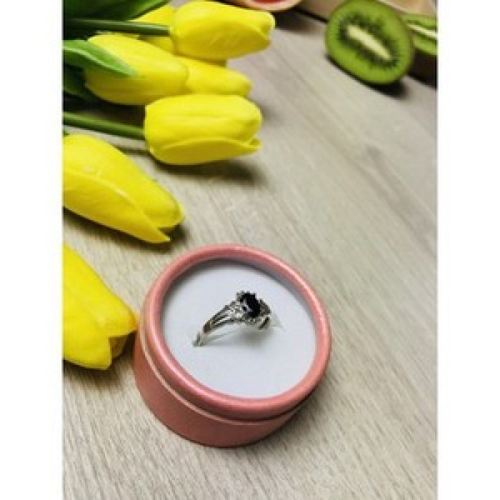 925 Sterling Silver Black Spinel Ring Size 7