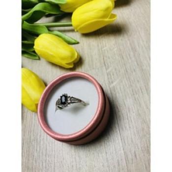 925 Sterling Silver Black Spinel Ring Size 7