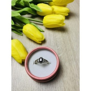 925 Sterling Silver Black Spinel Ring Size 7