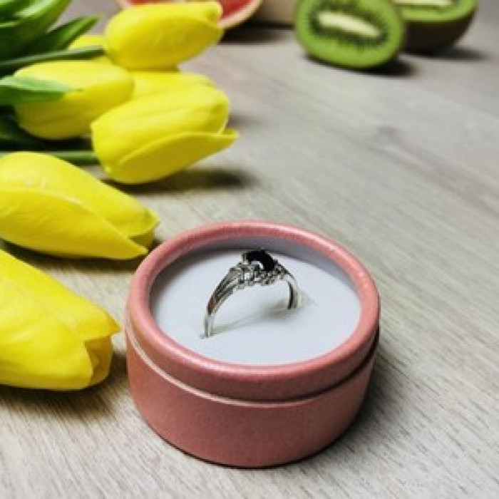 925 Sterling Silver Black Spinel Ring Size 7