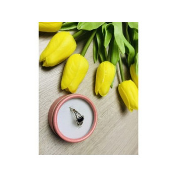 925 Sterling Silver Black Spinel Ring Size 7