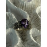 925 Sterling Silver Amethyst & Marcasite Ring Size 7