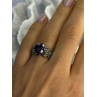 925 Sterling Silver Amethyst & Marcasite Ring Size 7