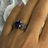 925 Sterling Silver Amethyst & Marcasite Ring Size 7