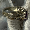 925 Sterling Silver Amethyst & Marcasite Ring Size 7