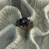 925 Sterling Silver Amethyst & Marcasite Ring Size 7