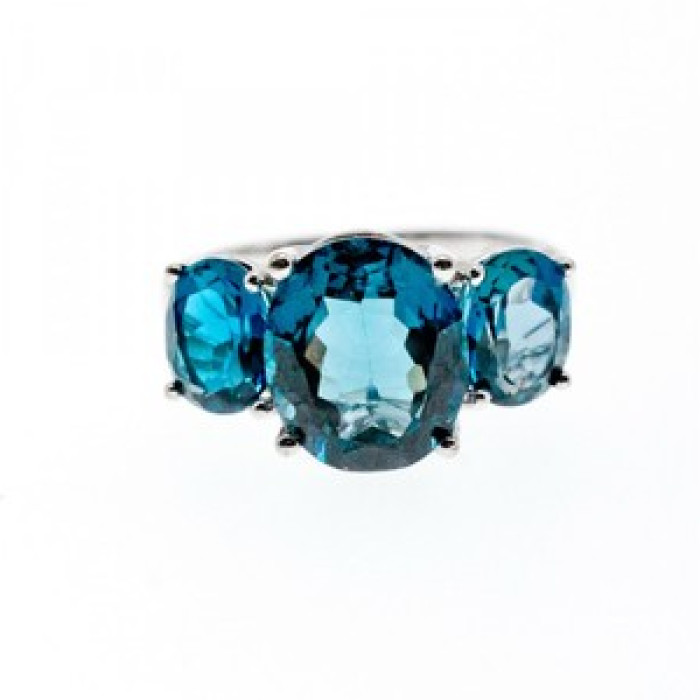 925 Sterling Silver Aquamarine Ring Size 9