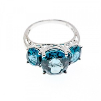 925 Sterling Silver Aquamarine Ring Size 9