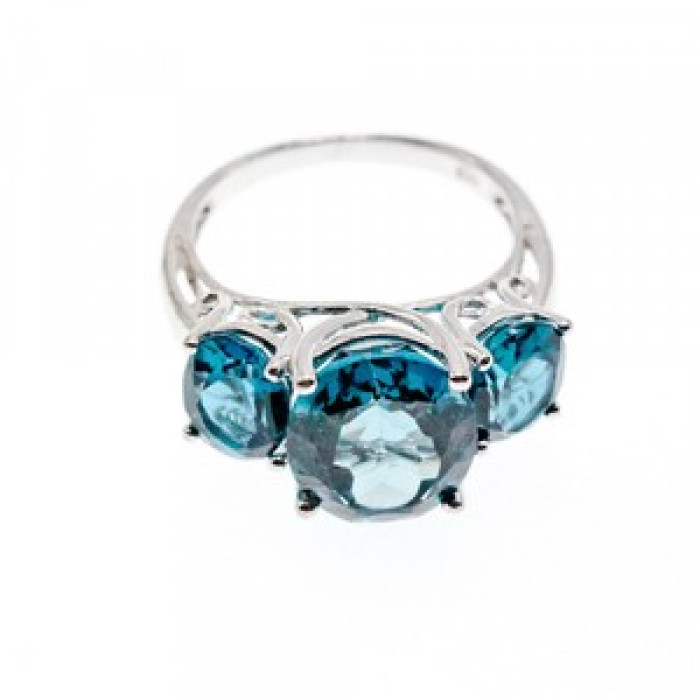 925 Sterling Silver Aquamarine Ring Size 9