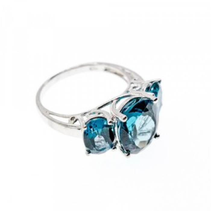 925 Sterling Silver Aquamarine Ring Size 9