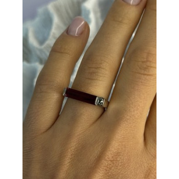 925 Sterling Silver Spinel & Marcasite Ring Size 7.5