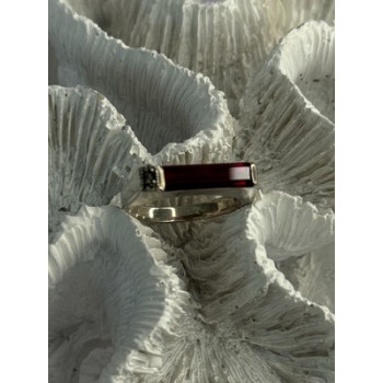 925 Sterling Silver Spinel & Marcasite Ring Size 7.5