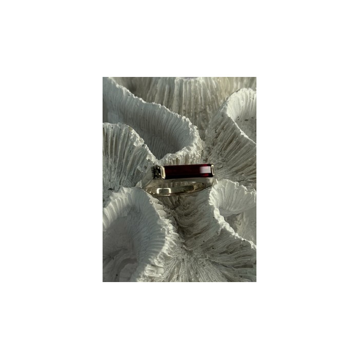 925 Sterling Silver Spinel & Marcasite Ring Size 7.5