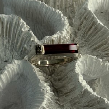 925 Sterling Silver Spinel & Marcasite Ring Size 7.5