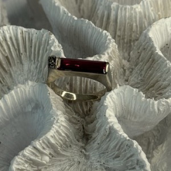 925 Sterling Silver Spinel & Marcasite Ring Size 7.5